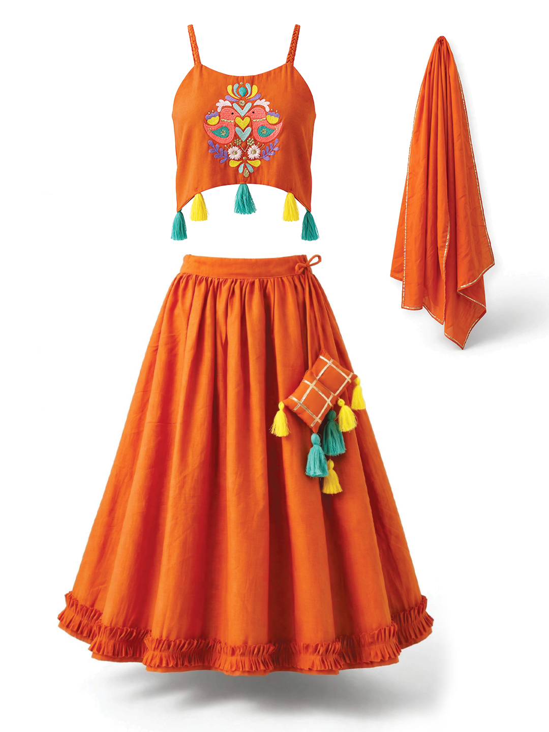 Narangi Gher Lehenga Set