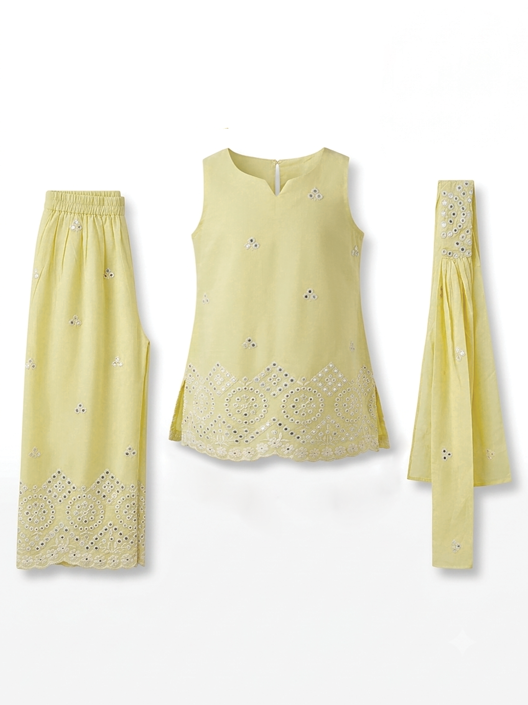 Butter Yellow Lucknowi Tunic set