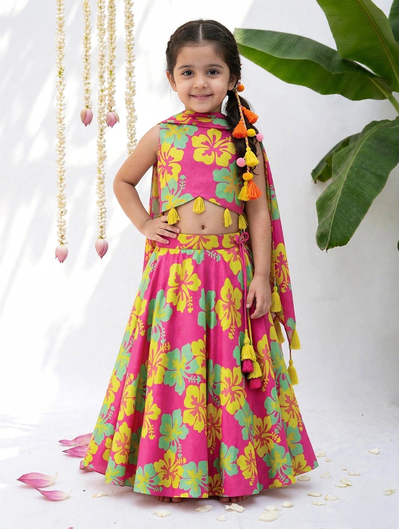 Hibiscus Twirl Girls Festive Lehenga Set