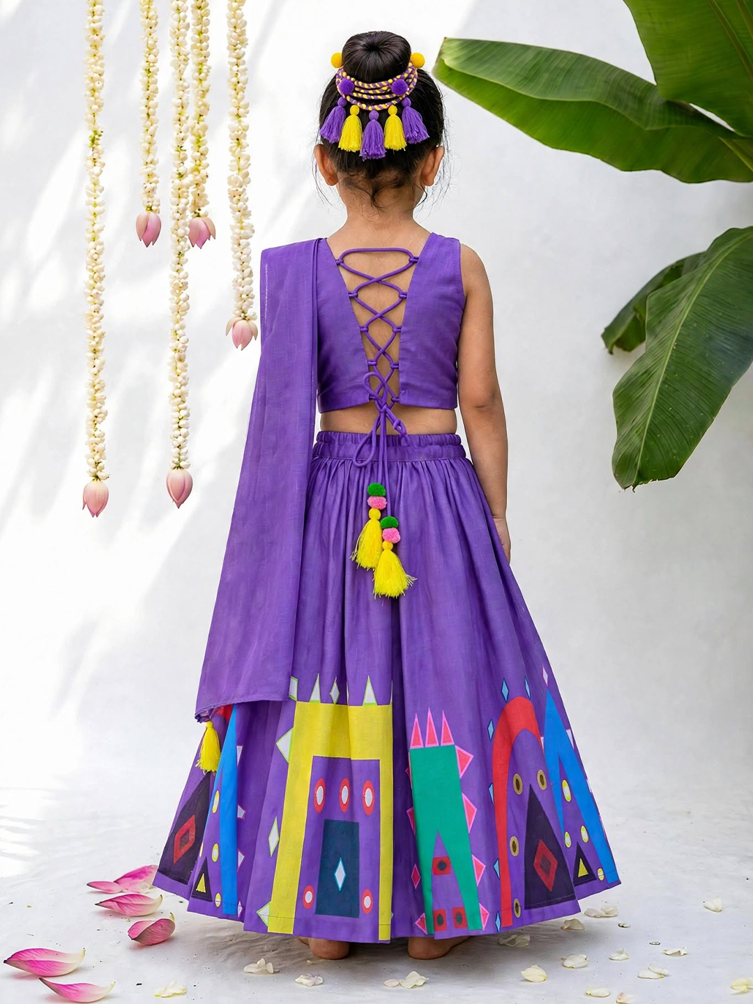 Girls Purple Festive Lehenga Set