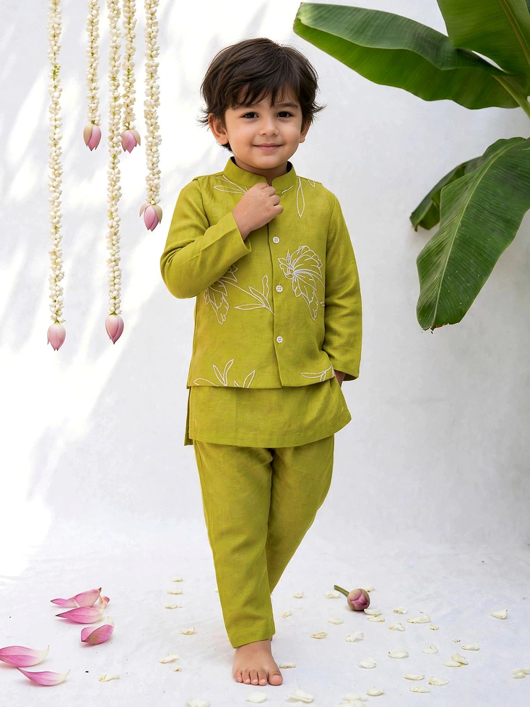 Embroidered Kurta Jacket Set