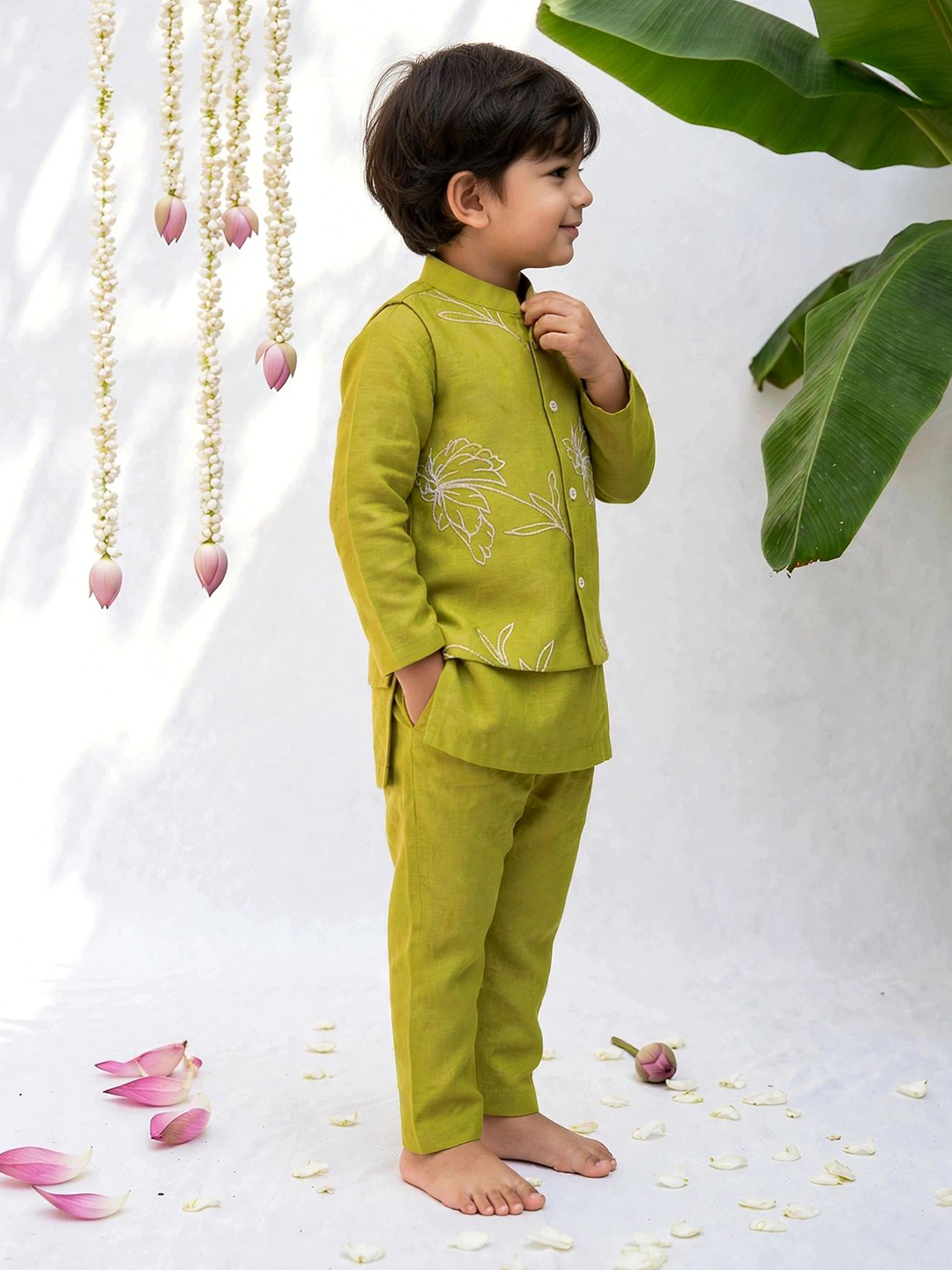 Embroidered Kurta Jacket Set