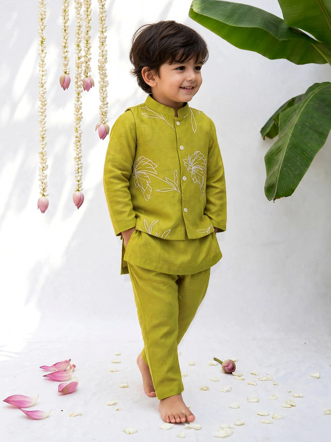 Embroidered Kurta Jacket Set