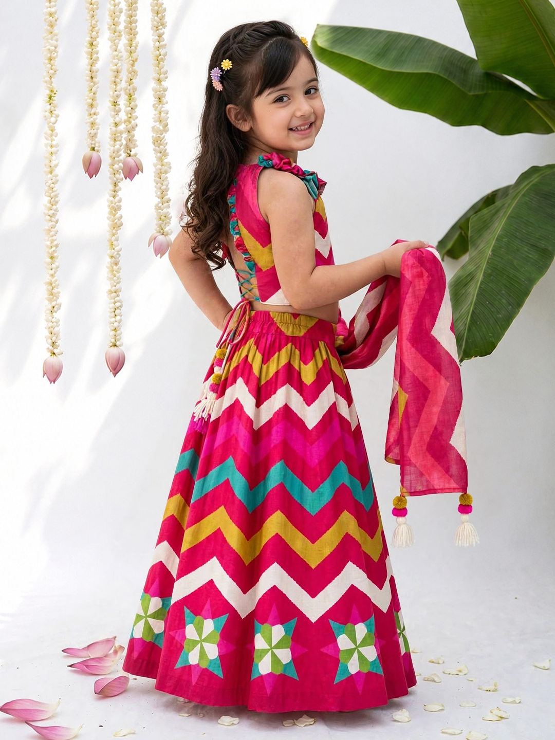 Pink Pankhudi Printed Lehenga Set
