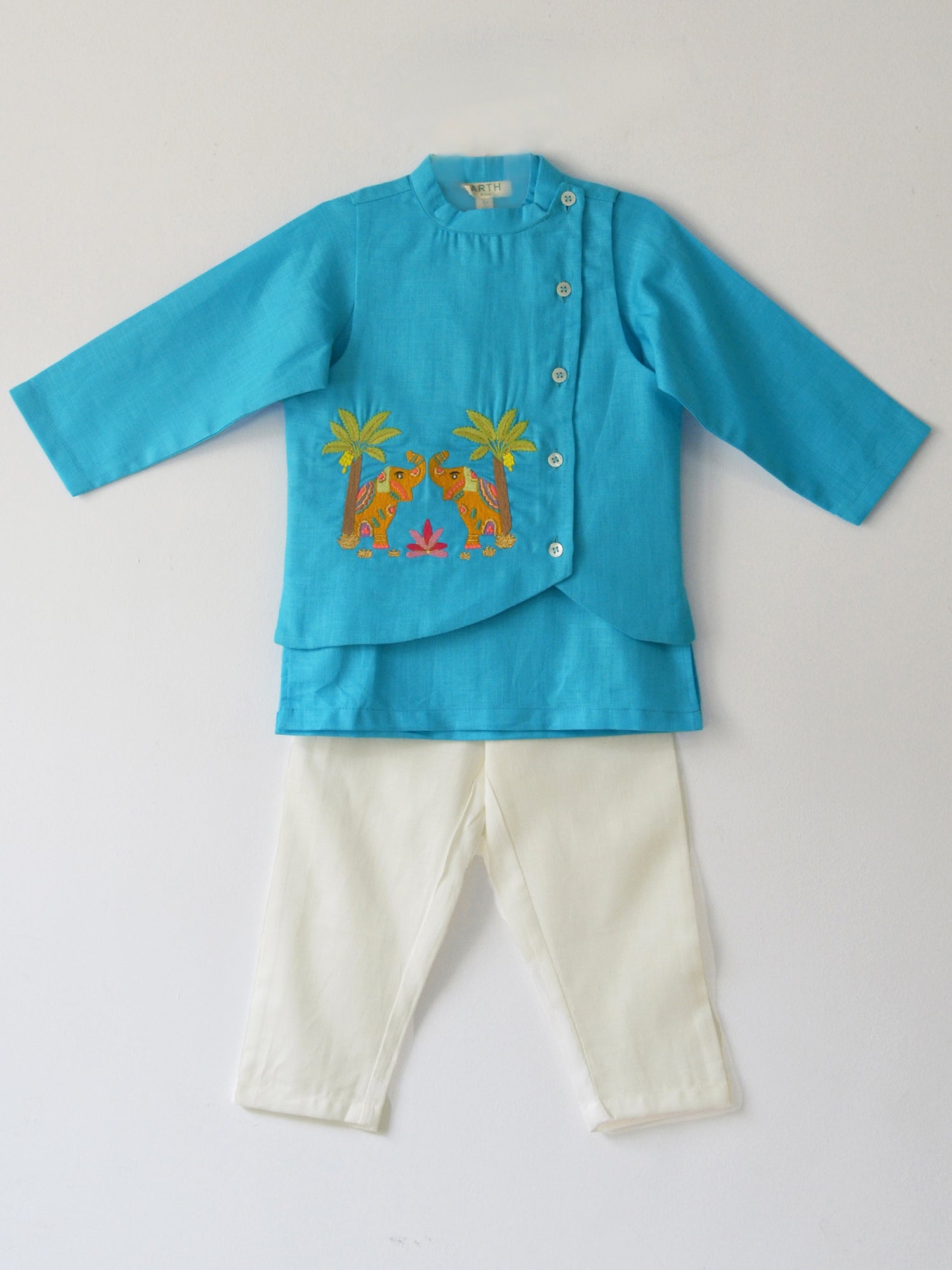 Aqua Elephant Kurta Set
