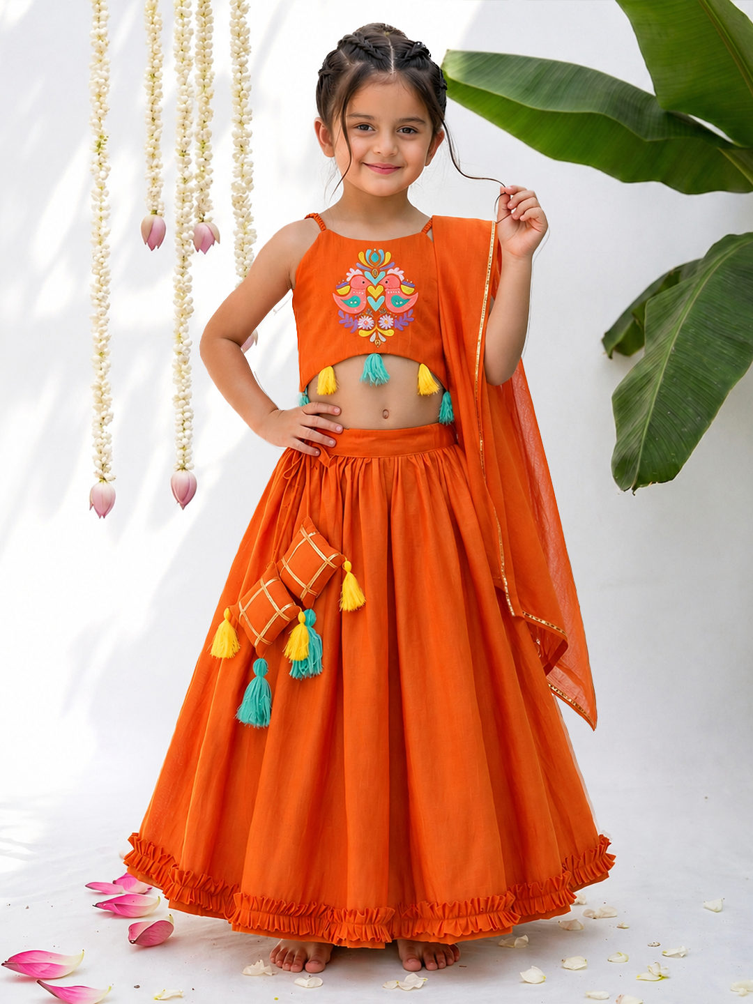 Narangi Gher Lehenga Set